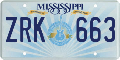 MS license plate ZRK663