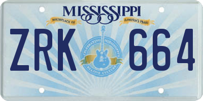 MS license plate ZRK664