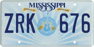 MS license plate ZRK676