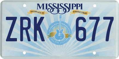 MS license plate ZRK677