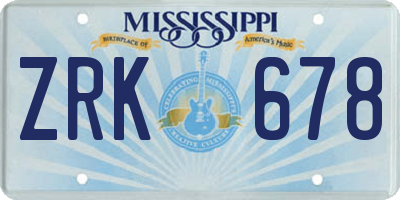 MS license plate ZRK678