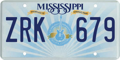 MS license plate ZRK679