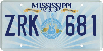 MS license plate ZRK681