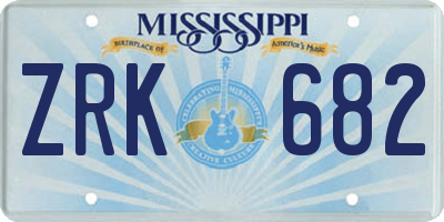 MS license plate ZRK682