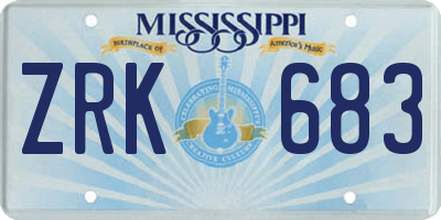MS license plate ZRK683