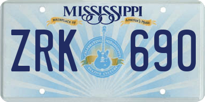 MS license plate ZRK690