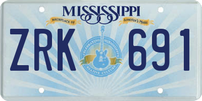 MS license plate ZRK691