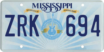 MS license plate ZRK694