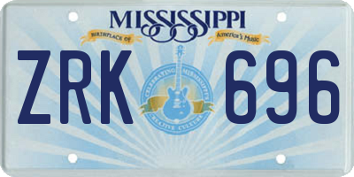MS license plate ZRK696