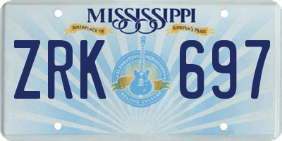 MS license plate ZRK697