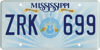 MS license plate ZRK699