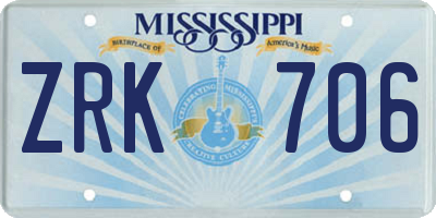 MS license plate ZRK706