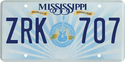 MS license plate ZRK707
