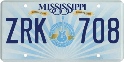MS license plate ZRK708