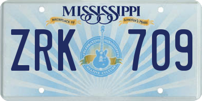 MS license plate ZRK709