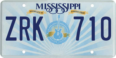 MS license plate ZRK710