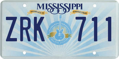 MS license plate ZRK711