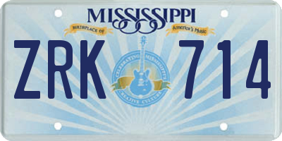 MS license plate ZRK714