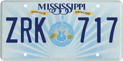 MS license plate ZRK717