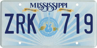 MS license plate ZRK719
