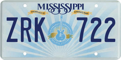 MS license plate ZRK722