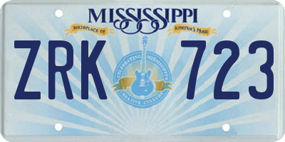 MS license plate ZRK723