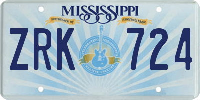 MS license plate ZRK724