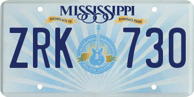 MS license plate ZRK730
