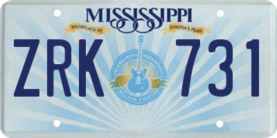 MS license plate ZRK731