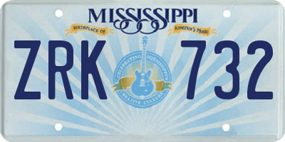 MS license plate ZRK732