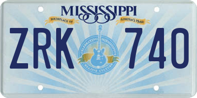 MS license plate ZRK740