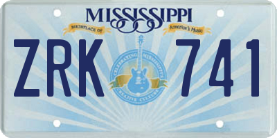 MS license plate ZRK741