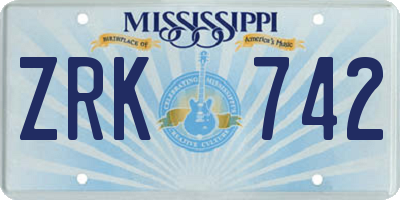 MS license plate ZRK742