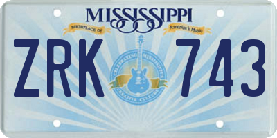 MS license plate ZRK743