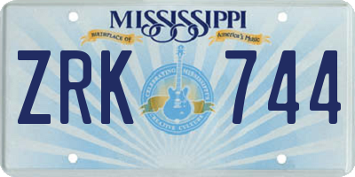 MS license plate ZRK744