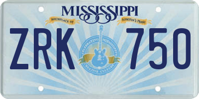 MS license plate ZRK750
