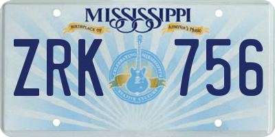 MS license plate ZRK756