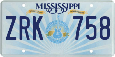 MS license plate ZRK758