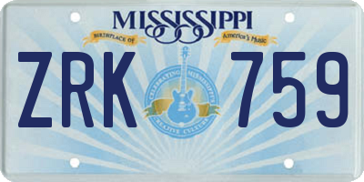 MS license plate ZRK759