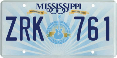 MS license plate ZRK761
