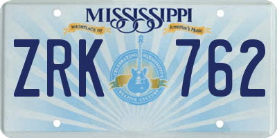 MS license plate ZRK762