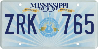 MS license plate ZRK765