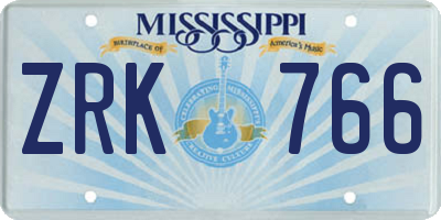MS license plate ZRK766