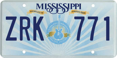 MS license plate ZRK771