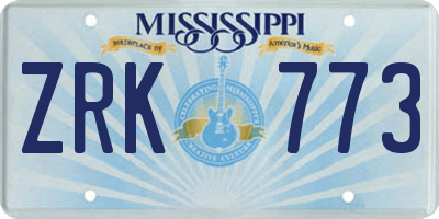 MS license plate ZRK773