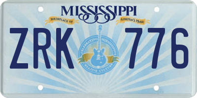 MS license plate ZRK776
