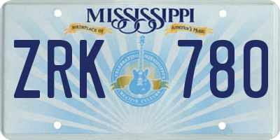 MS license plate ZRK780