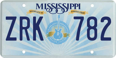 MS license plate ZRK782