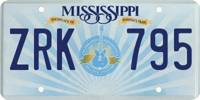 MS license plate ZRK795