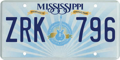 MS license plate ZRK796